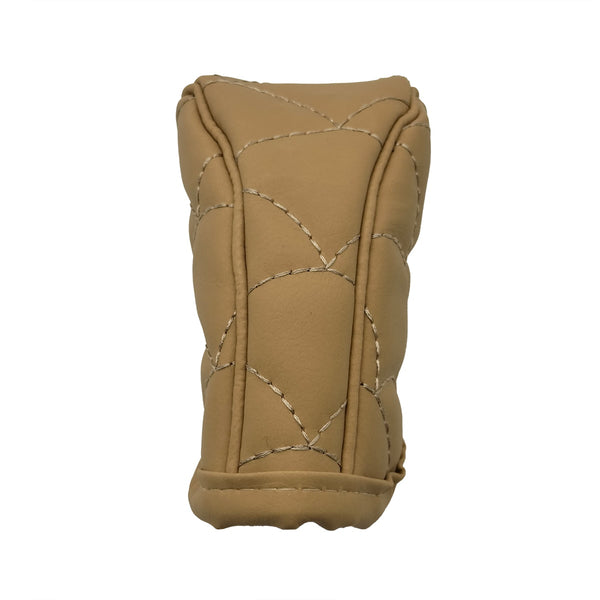 Leather With Zip Manual Gear Shift Knob Cover - Beige