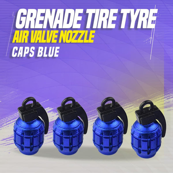 Grenade Tire Tyre Air Valve Nozzle Caps Blue