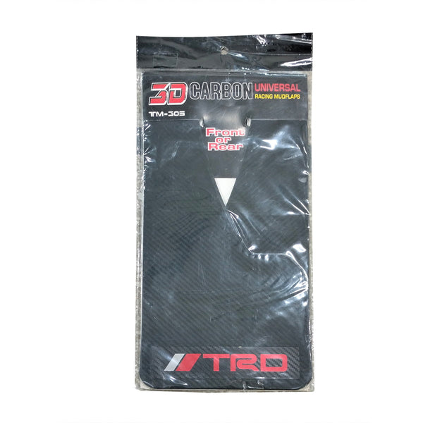 TRD Red Logo Carbon Fiber Universal Racing Mud Flaps 2 Pcs - Black