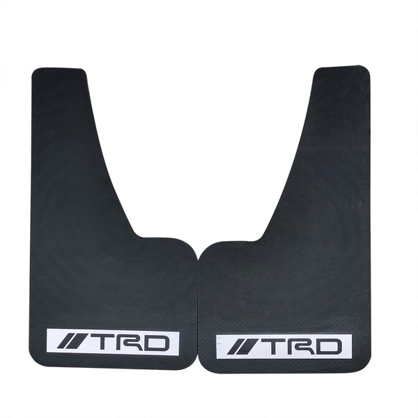 TRD Sportio White Logo Carbon Fiber Universal Racing Mud Flaps 2 Pcs - Black