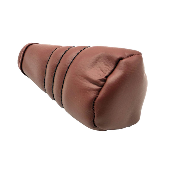 Leather With Zip Manual Gear Shift Knob Cover - Brown