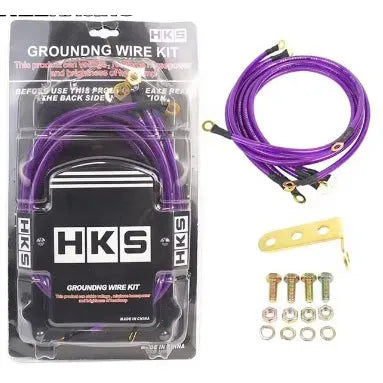 HKS Ground Wiring Kit For Voltage Stabilization and Uniform Current Flow Purple