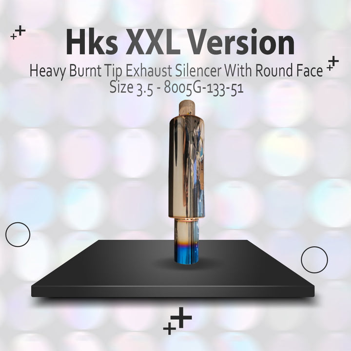 HKS XL Version Heavy Burnt Tip Exhaust Silencer With Round Face Size 3.5 - 8005G-133-51