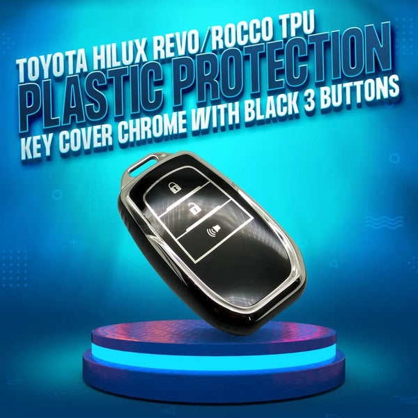 Toyota Hilux Revo/Rocco TPU Plastic Protection Key Cover Chrome With Black 3 Buttons