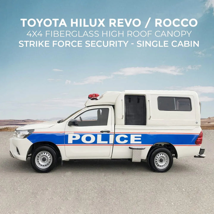 Toyota Hilux Revo / Rocco 4X4 Fiberglass High Roof Canopy Strike Force Security - Single Cabin