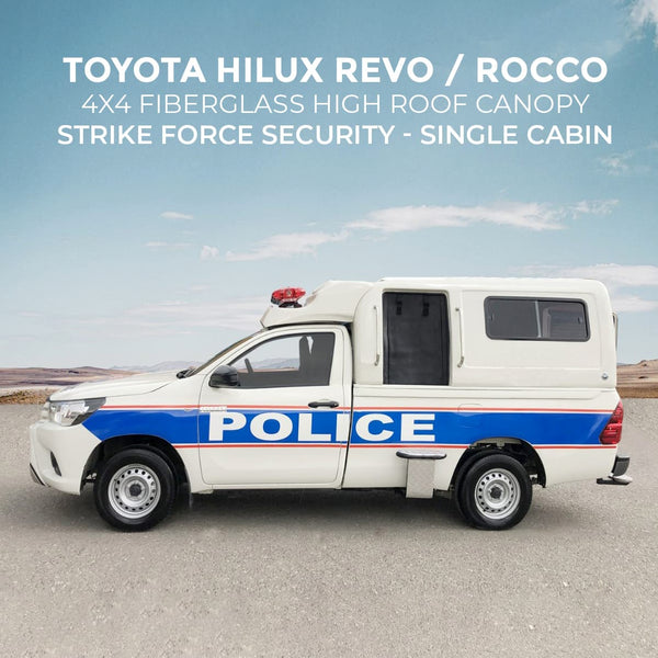 Toyota Hilux Revo / Rocco 4X4 Fiberglass High Roof Canopy Strike Force Security - Single Cabin