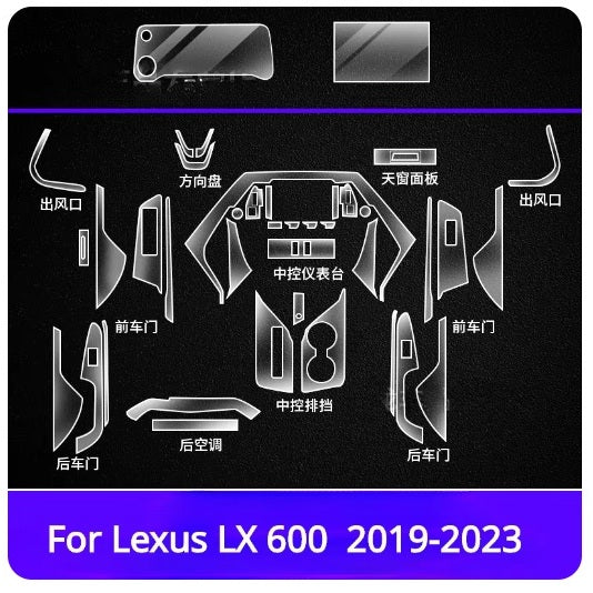 Lexus LX600 Interior PPF TPU Sheets - Model 2019-2023