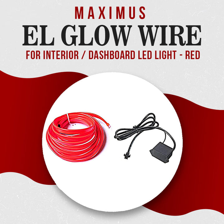 Maximus EL Glow Wire For Interior/Dashboard LED Light 2Meters 6ft Red