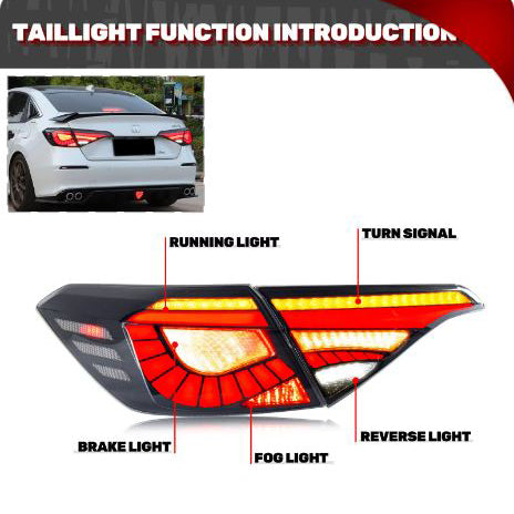 Honda Civic Snake Style Sequential Back Lamps Lights Design B - Model 2022-2024