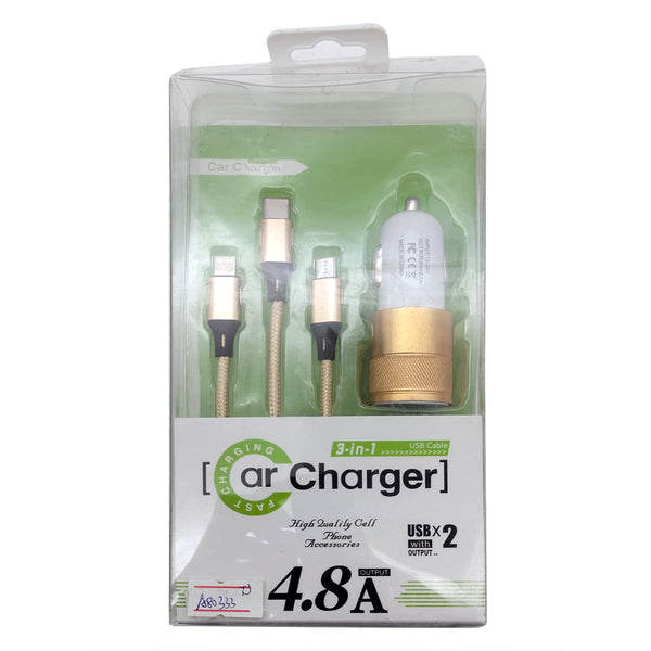 2 Port USB Charging Adapter And 3 in 1 High Quality Multi USB Adapter Charging Cable