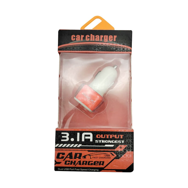 Dual USB Car Charger 3.1A Output Strongest Orange White