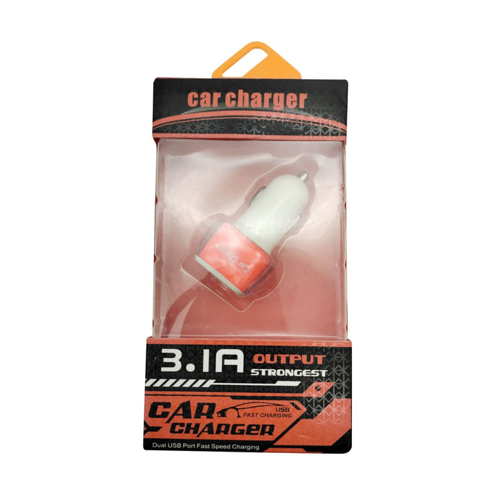 Dual USB Car Charger 3.1A Output Strongest Orange White