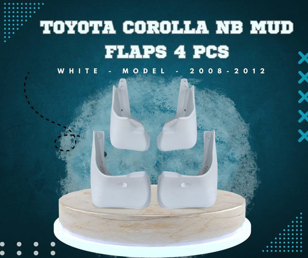 Toyota Corolla NB Mud Flaps 4 Pcs White - Model - 2008-2012