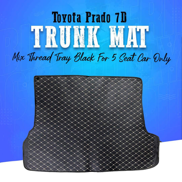 Toyota Prado 7D Trunk Mats Tray Black For 5 Seat Car 2009-2021