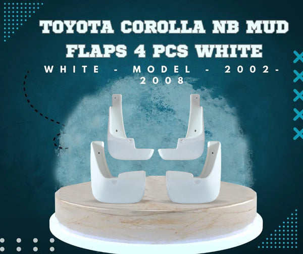 Toyota Corolla NB Mud Flaps 4 Pcs White - Model - 2002-2008