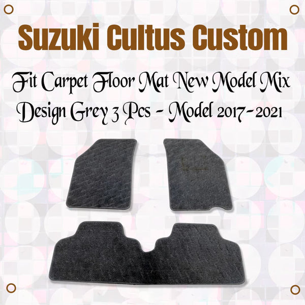 Suzuki Cultus Custom Fit Carpet Floor Mat New Model Mix Design Grey 3 Pcs - Model 2017-2021