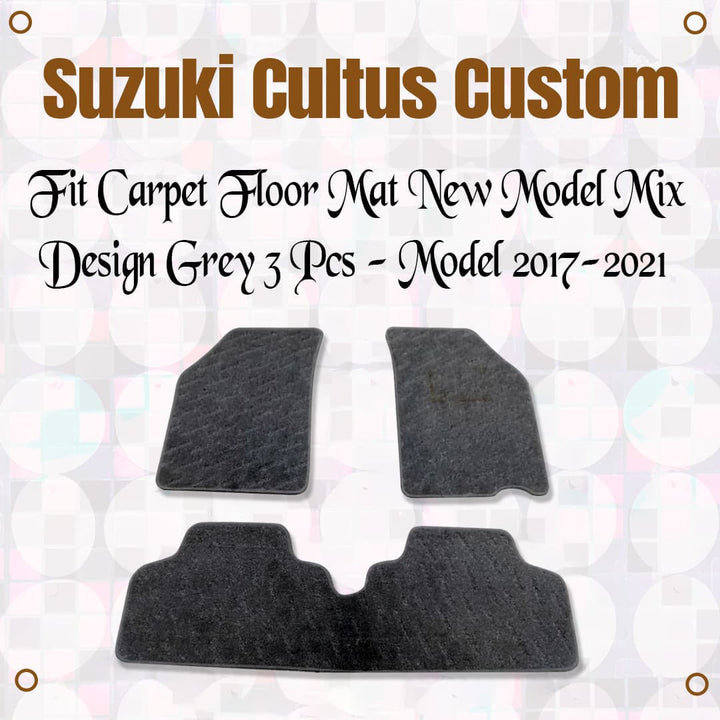 Suzuki Cultus Custom Fit Carpet Floor Mat New Model Mix Design Grey 3 Pcs - Model 2017-2021