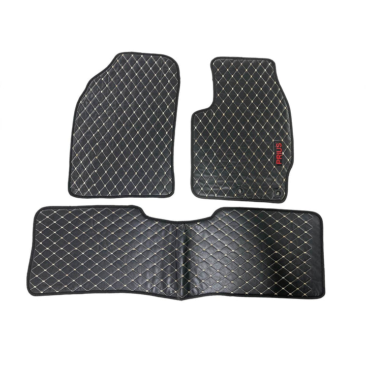 Toyota Prius 7D Eco Floor Mat Black Stitched Multi Color Thread 3 Pcs - Model 2016-2021