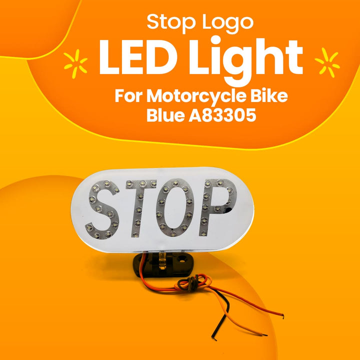 Stop Logo LED Light For Motorcycle Bike - Blue A83305