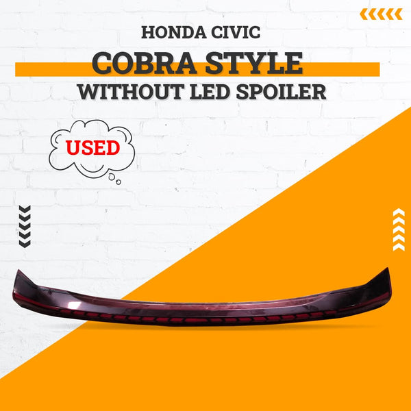 Used Honda Civic Cobra Style Without LED Spoiler - Model 2016-2021