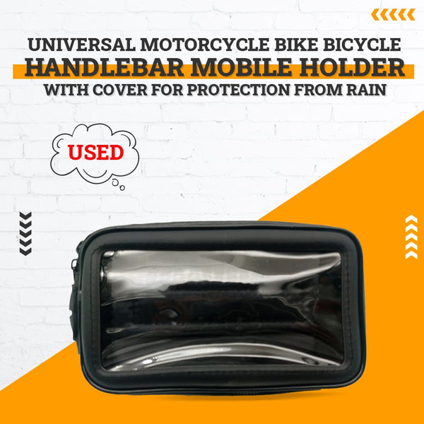 Used Universal Motorcycle Bike Bicycle Handlebar Mobile Holder With Cover For Protection From Rain