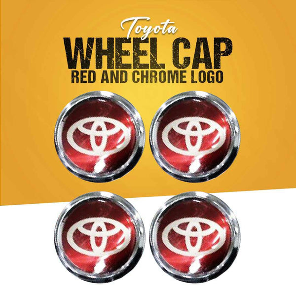 Toyota Logo Wheel Hub Covers Red And Chrome