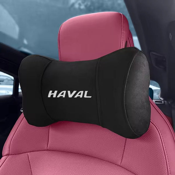 Haval Logo Imported Neck Rest Headrest Pillow Cushion Black Pair