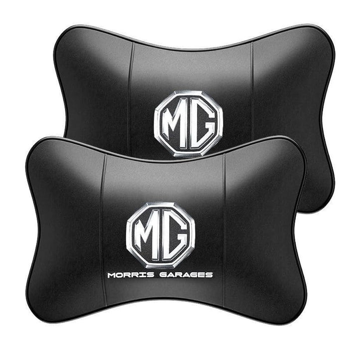 MG Logo Imported Neck Rest Headrest Pillow Cushion Black Pair