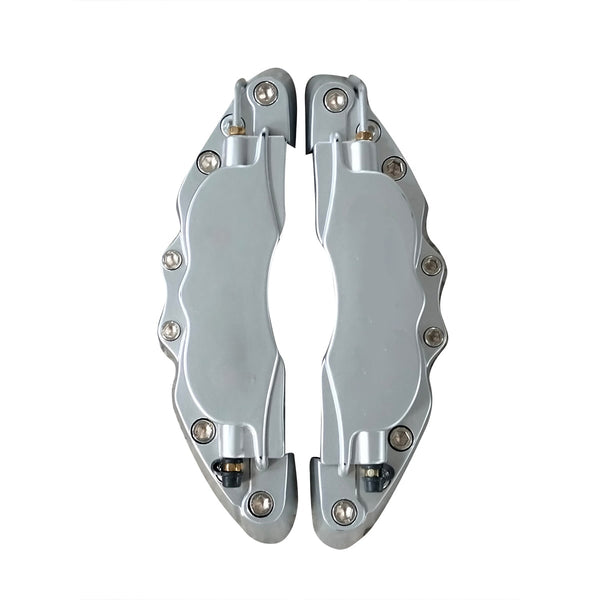 Brake Disk Caliper Pad Cover Pair Medium - Silver With Red