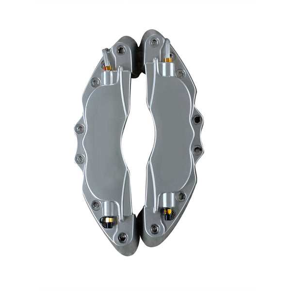 Brake Disk Caliper Pad Cover Pair Medium - Silver With White