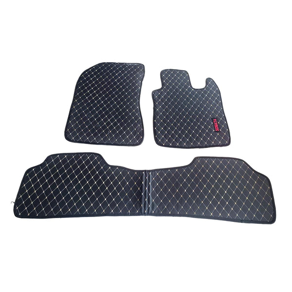 Hyundai Sonata 7D Eco Floor Mat Black Stitched Multi Color Thread 3 Pcs - Model 2020-2024