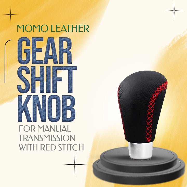 Momo Leather Gear Shift Knob For Manual Transmission with Red Stitch