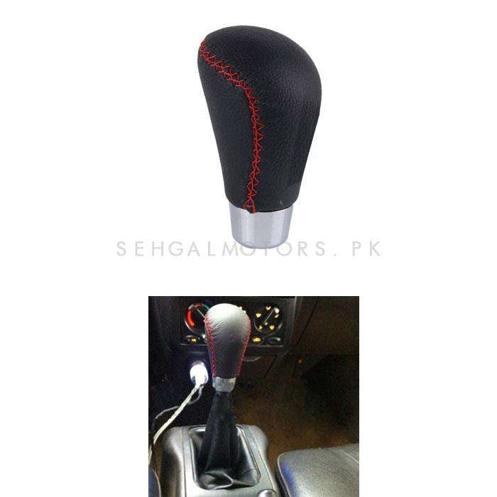 Momo Leather Gear Shift Knob For Manual Transmission with Red Stitch