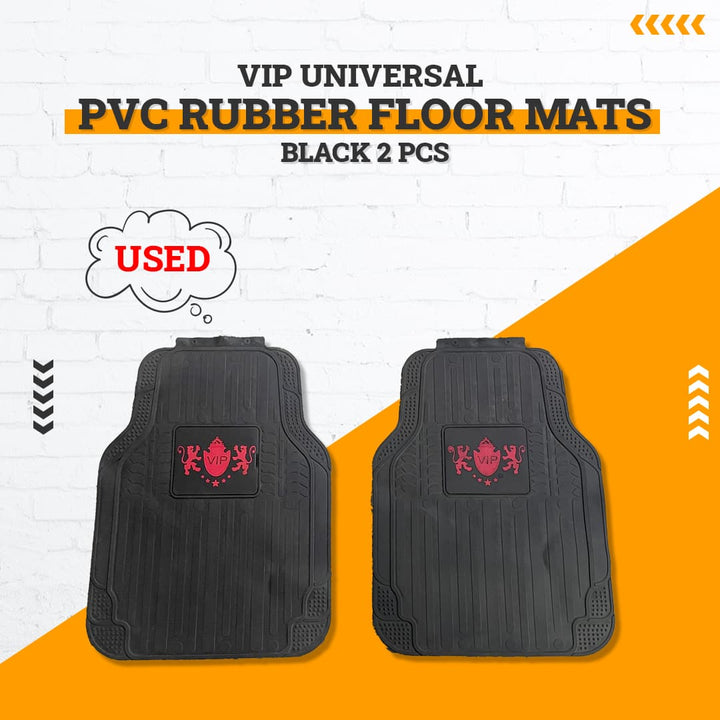 Used VIP Universal PVC Rubber Floor Mats Black 2 Pcs