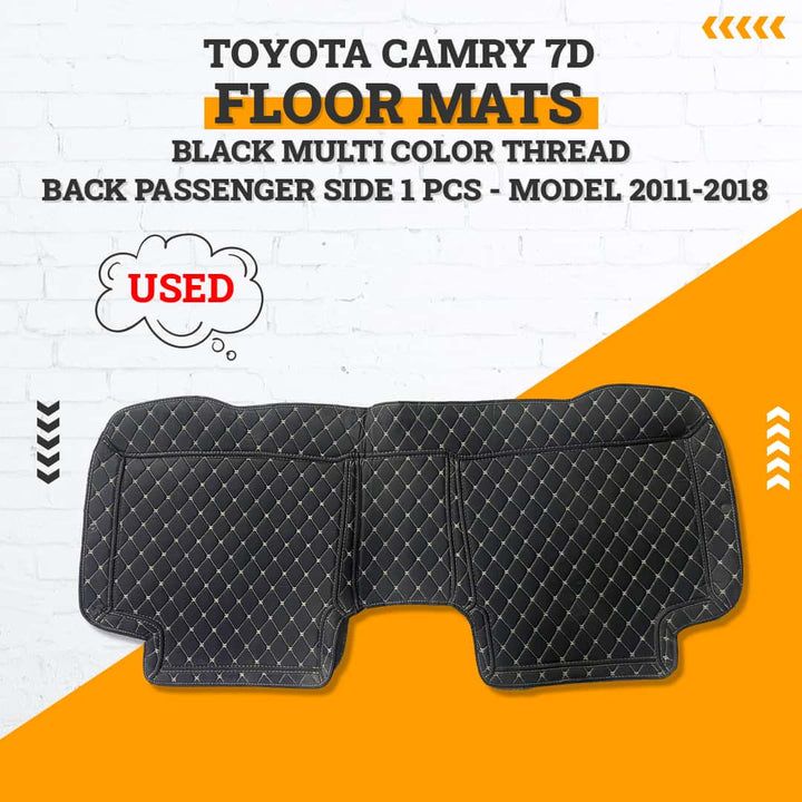 Used Toyota Camry 7D Floor Mats Black Multi Color Thread Back Passenger Side 1 Pcs - Model 2011-2018