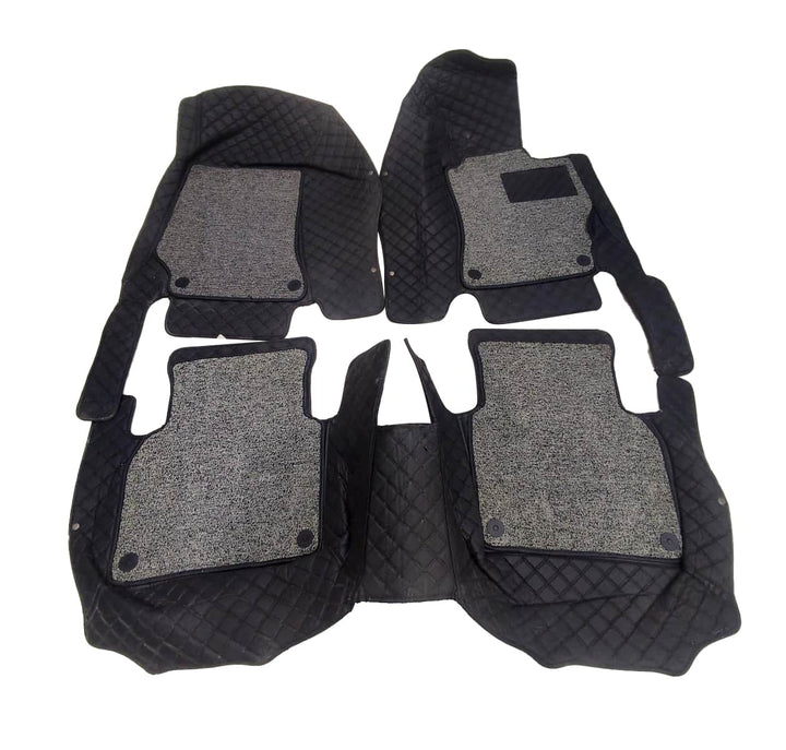 Mercedes Benz C-Class 9D Floor Mats Mix Thread Black With Grey Grass 3 Pcs - Model 2014-2018