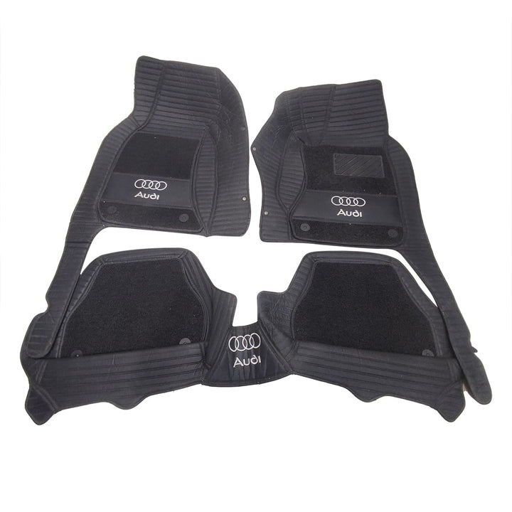 Audi A6 10D Lining Floor Mats - Mix Thread Black With Black Grass - 3 Pcs Set - Model 2011-2018