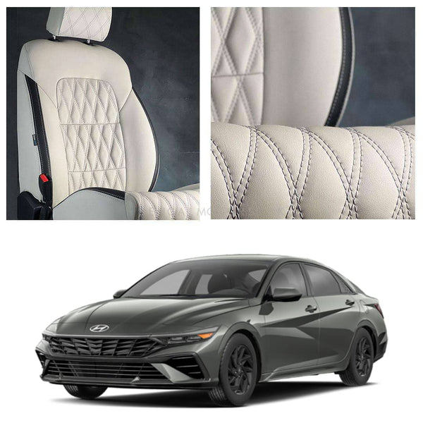 Hyundai Elantra Hybrid Diamond Cut Beige Black Seat Covers - Model 2025-2026