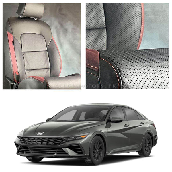 Hyundai Elantra Hybrid Breathable Black Red Seat Covers - Model 2025-2026