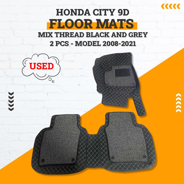 Used Honda City 9D Floor Mats Mix Thread Black And Grey 2 Pcs - Model 2008-2021