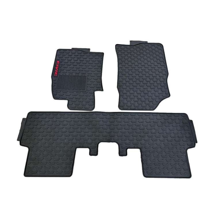 Honda Civic Custom Fit PVC Rubber Floor Mat Black Mix Design 3 Pcs - Model 2022-2024