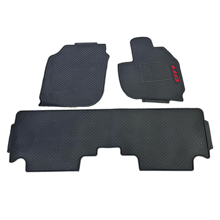 Honda City New Custom Fit PVC Rubber Floor Mat Black Mix Design 3 Pcs - Model 2021-2023