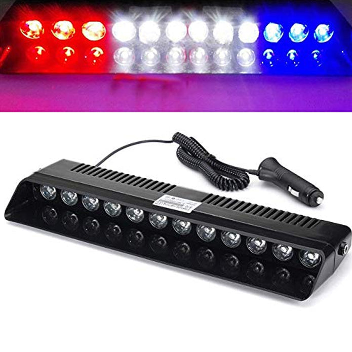 Police Red White And Blue Dashboard Flasher Light 12 LED