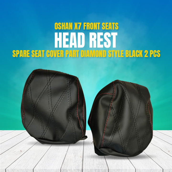 Oshan X7 Front Seats Head Rest Spare Seat Cover Part Diamond Style Black 2 Pcs