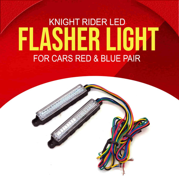 Knight Rider LED Flasher Light For Cars Red & Blue Pair