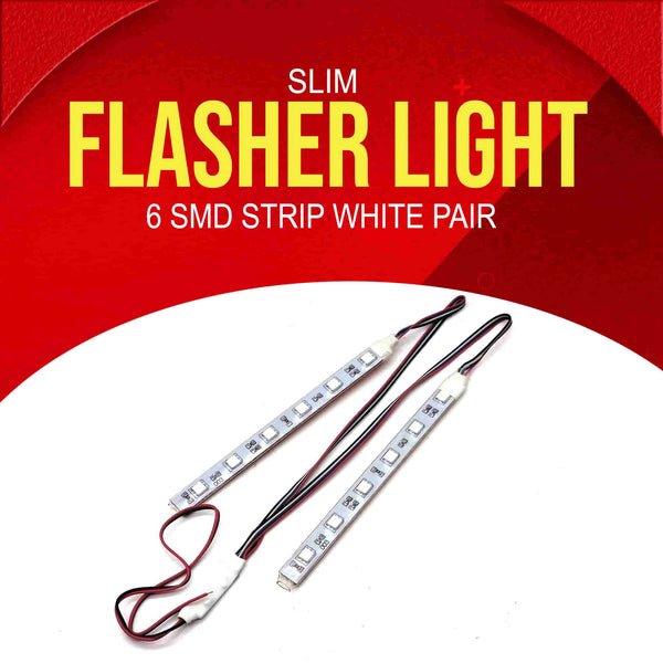 Slim Flasher Light 6 Smd Strip White Pair