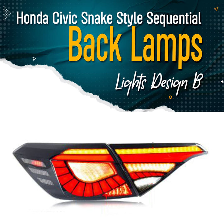 Honda Civic Snake Style Sequential Back Lamps Lights Design B - Model 2022-2024