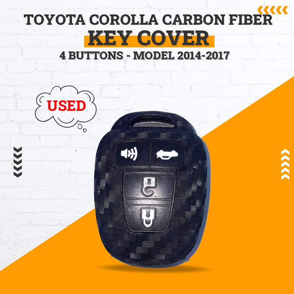 Used Toyota Corolla Carbon Fiber Key Cover 4 Buttons - Model 2014-2017   