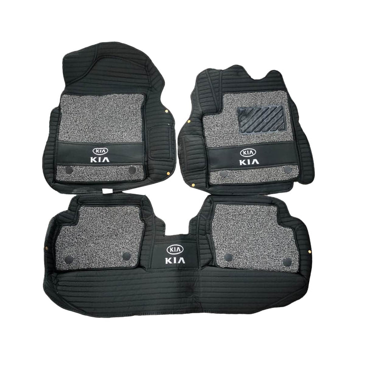 KIA Picanto 10D Lining Floor Mats Mix Thread Black With Grey Grass 3 Pcs - Model 2019-2024