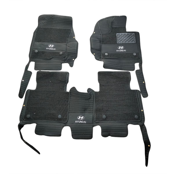 Hyundai Santa Fe 10D Linning Floor Mats Mix Thread Black With Black Grass - Model 2023-2024